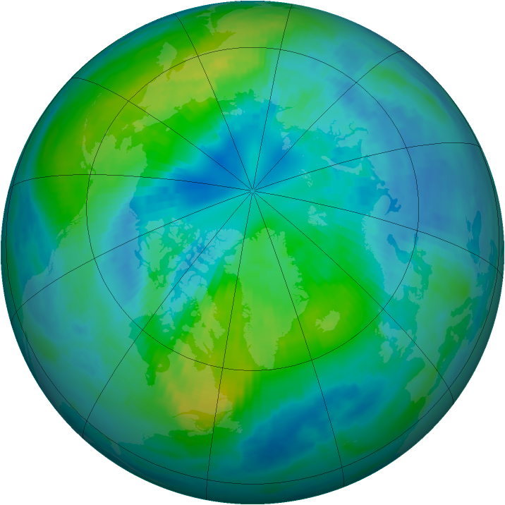 Arctic ozone map for 07 October 1999